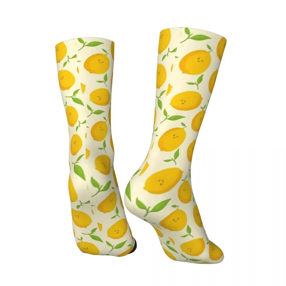 Hip Hop Retro Happy Lemons Crazy Men's compression Socks Unisex Fruit Party Harajuku Pattern Printed Novelty Happy Crew Sock