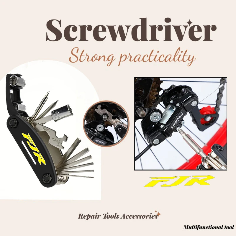 New For FJR FJR Motorcycle Aluminum Multifunction Tool Kits Multitool Tire Repair Tool Set with Screwdriver Chain