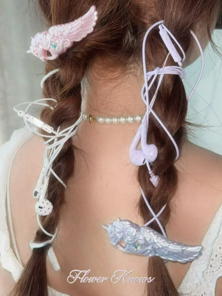 Épingle à cheveux Flower Knows Knight Unicorn pour femmes et filles, accessoires de coiffure vintage, outil de maquillage