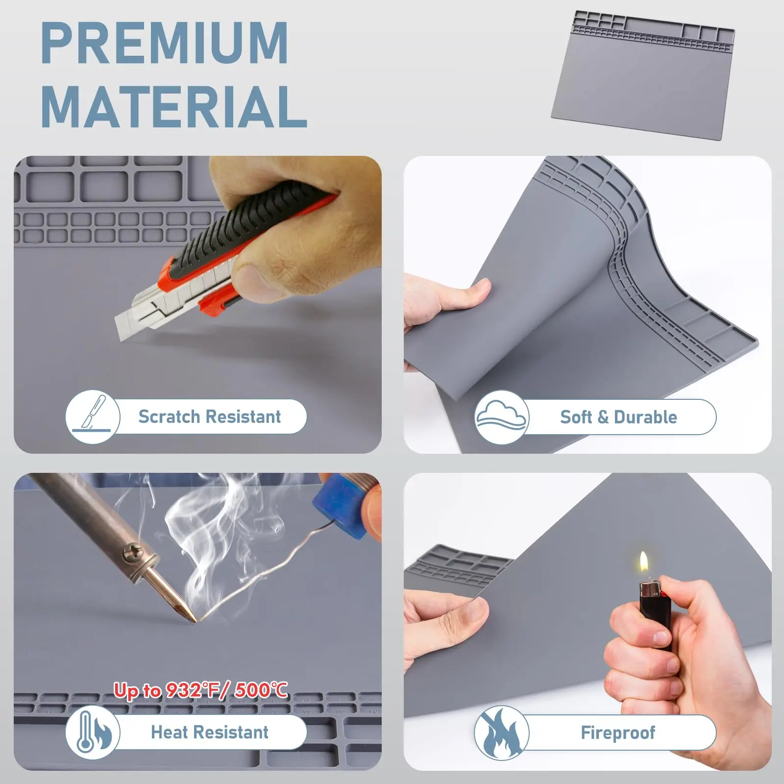 자석 실리콘 납땜 패드 500 ℃   열에 강한 다목적 정전기 방지 매트 DIY 시계 패치폰 전자제품 수리용