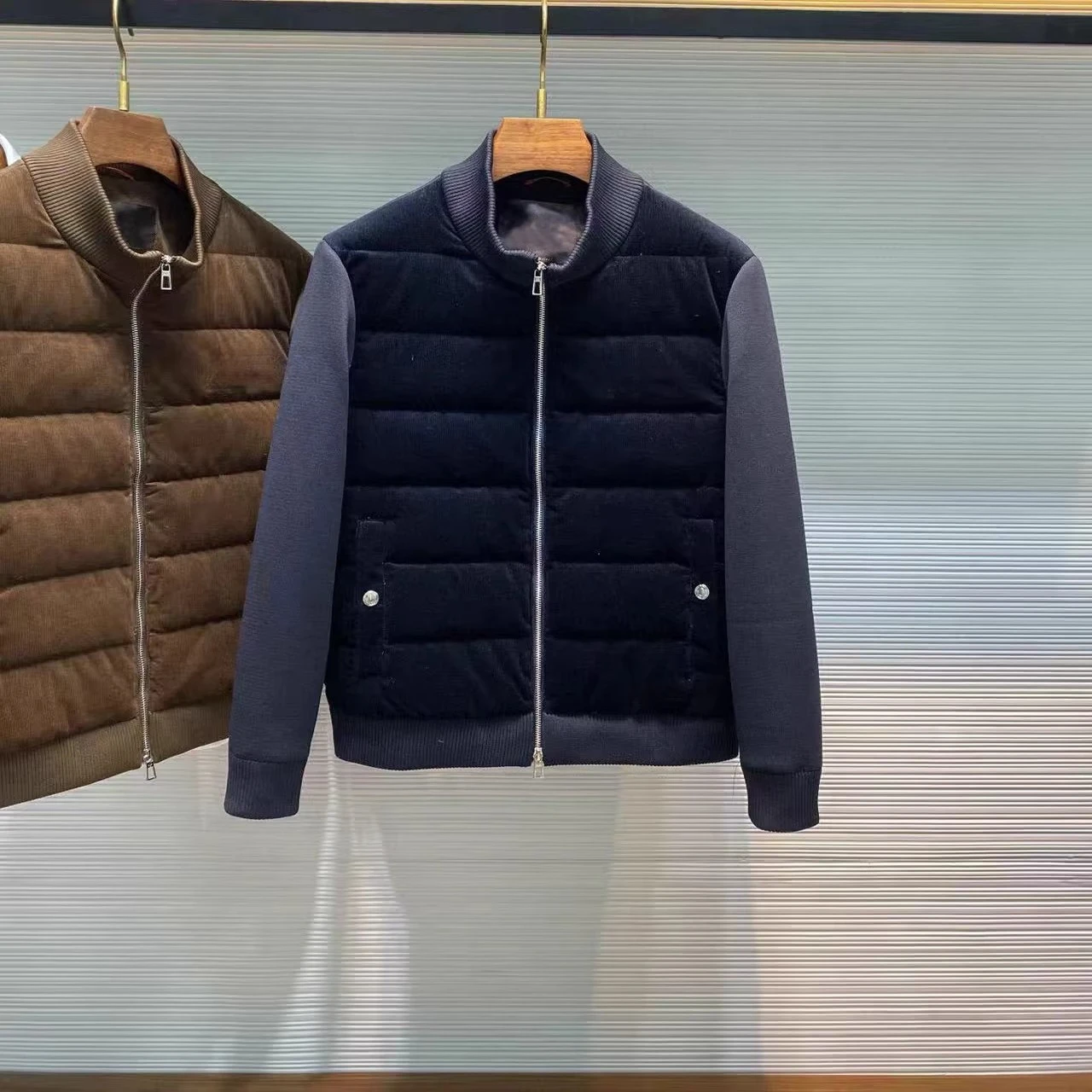 Italian LP old money style men's corduroy splicing down jacket