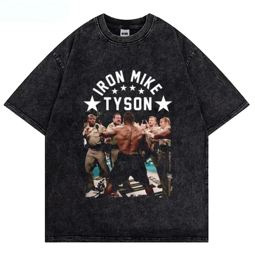 Imagen 2 del producto Camiseta lavada Mike Tyson, camisetas Vintage de campeón de boxeo, ropa de calle, camiseta Retro, camisas de manga corta de verano, camisetas de gran tamaño