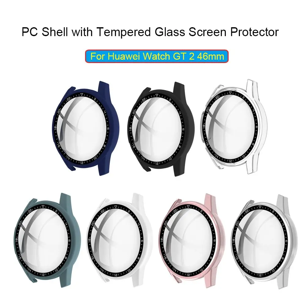 Quality Dial Scale Protective Case For Huawei Watch GT 2 46mm PC Shell Tempered Glass Screen Protector Smart Watch Accessories