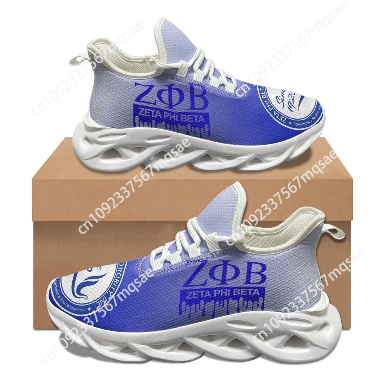 Zeta Phi Beta Luxurious Design Trend Lace-Up Sneakers Sorority Gifts Non-Slip Soft Sole Walking Shoes Lightweight Flats Shoes