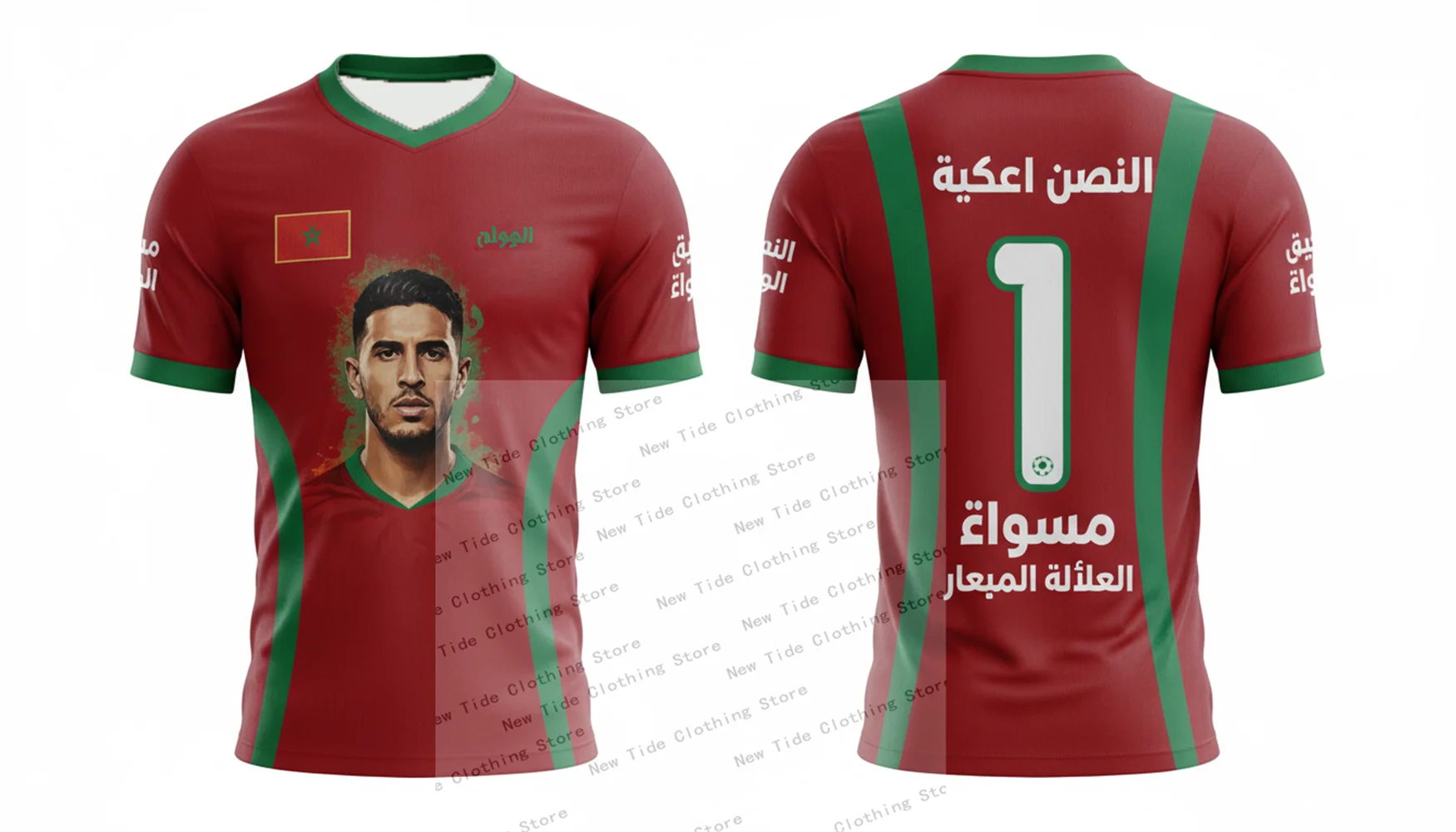 المغرب 2026 كأس العالم لكرة القدم جيرسي للرجال - نسخة المعجبين "سنكون أبطالًا" - نسخة طبق الأصل من الطراز الأصلي 3