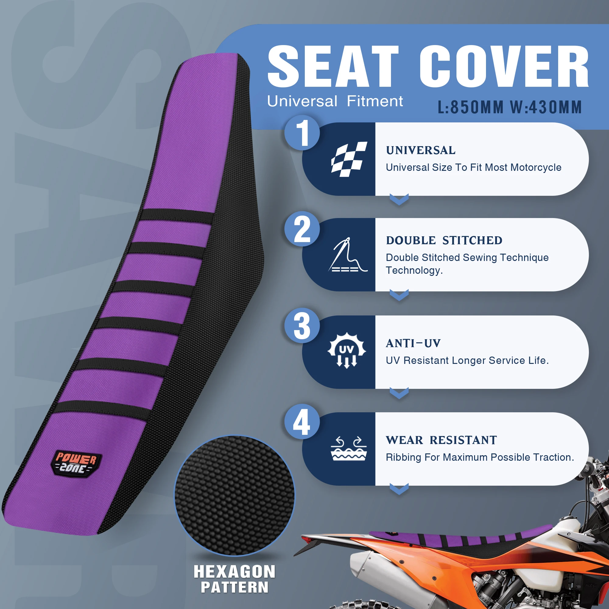 

Универсальные чехлы на сиденья Sawrain для мотоциклов в рубчик для CRF SX EXC YZ TC Enduro, аксессуары для подушек сидений с захватом для бездорожья