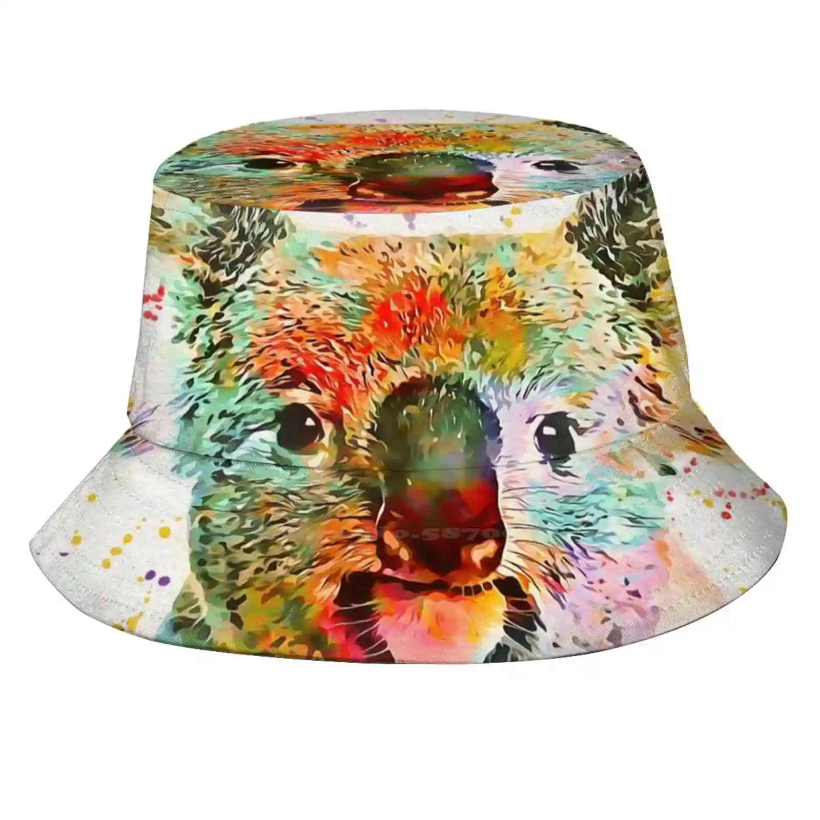 Baby Koala Art Women Men Fisherman Hats Bucket Caps Koala Nursery Watercolor Cub Kids Red Blue Green Australian Yellow Orange