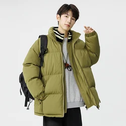 Winter Men's Padded Jacket Corduroy Fake Two Pieces Coat Stand Collar Zip-up Windbreaker Waterproof Outerwear Unisex Warm Parkas