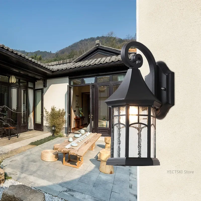 GHJUYIOL European style outdoor balcony wall lamp, garden villa courtyard lamp, outdoor wall and aisle lamp