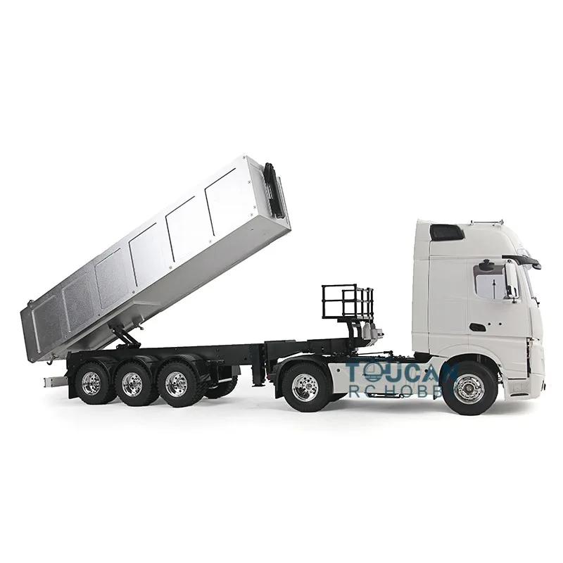 TOUCANHOBBY 2 assi 1/14 RC Hightop trattore camion con 3 assi scarico ribaltabile kit rimorchio telecomando auto giocattoli per adulti THZH0371