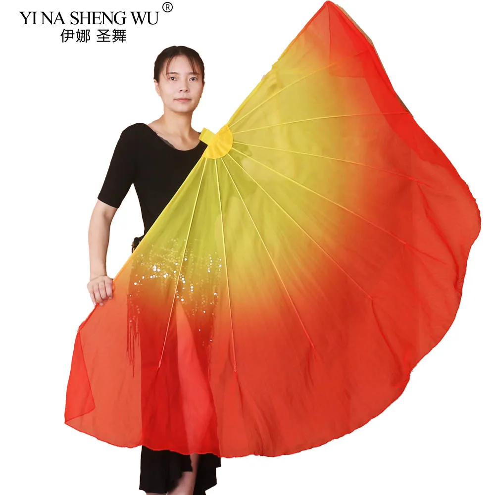 

1Pc Dance Props Fish Bone Fan Cartilage Fan Royal Blue Gradient Color Classical Dance Fan Sports Performance Large Dance