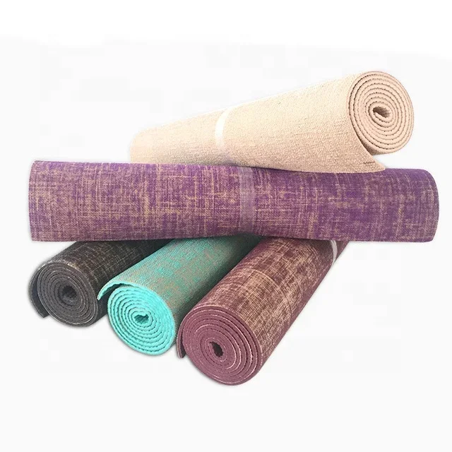 

Eco Friendly Fitness Custom Printed Logo Hot Selling Cheap Jute Hemp PVC Yoga Mat For Sales