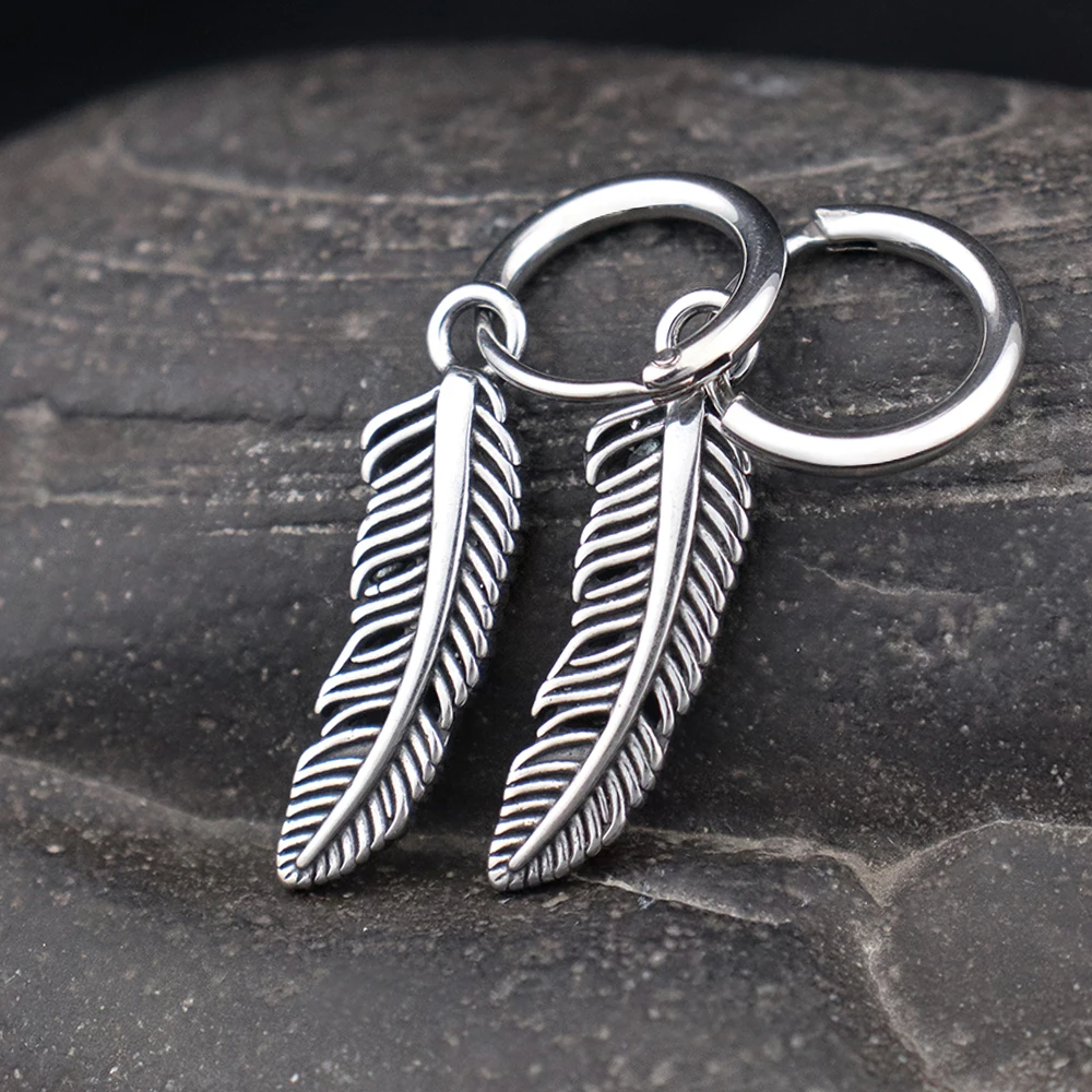 

New Popular Charm Feathers Drop Earrings for Women Delicate 316L Statement Stainless Steel Dangle Earings Jewelry Gift Wholesale