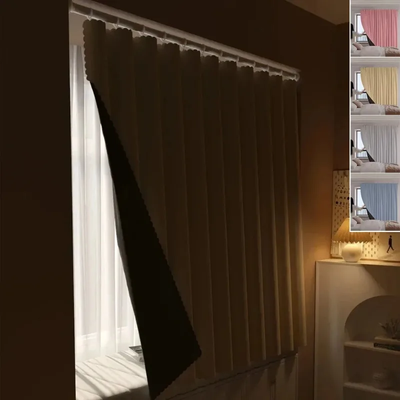 1 pçs cortinas blackout alta sombreamento sala de estar divisória janela quarto gancho cortina decoração para casa cortinas para la sala