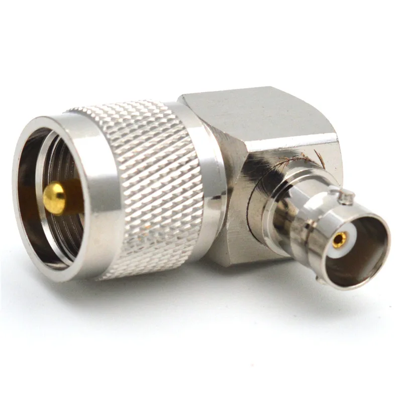 UHF PL-259 Male to BNC Female Right Angle Adapter 90 Degree BNCK to UHFJ RF Coaxial Connector Brass for Computer LAN