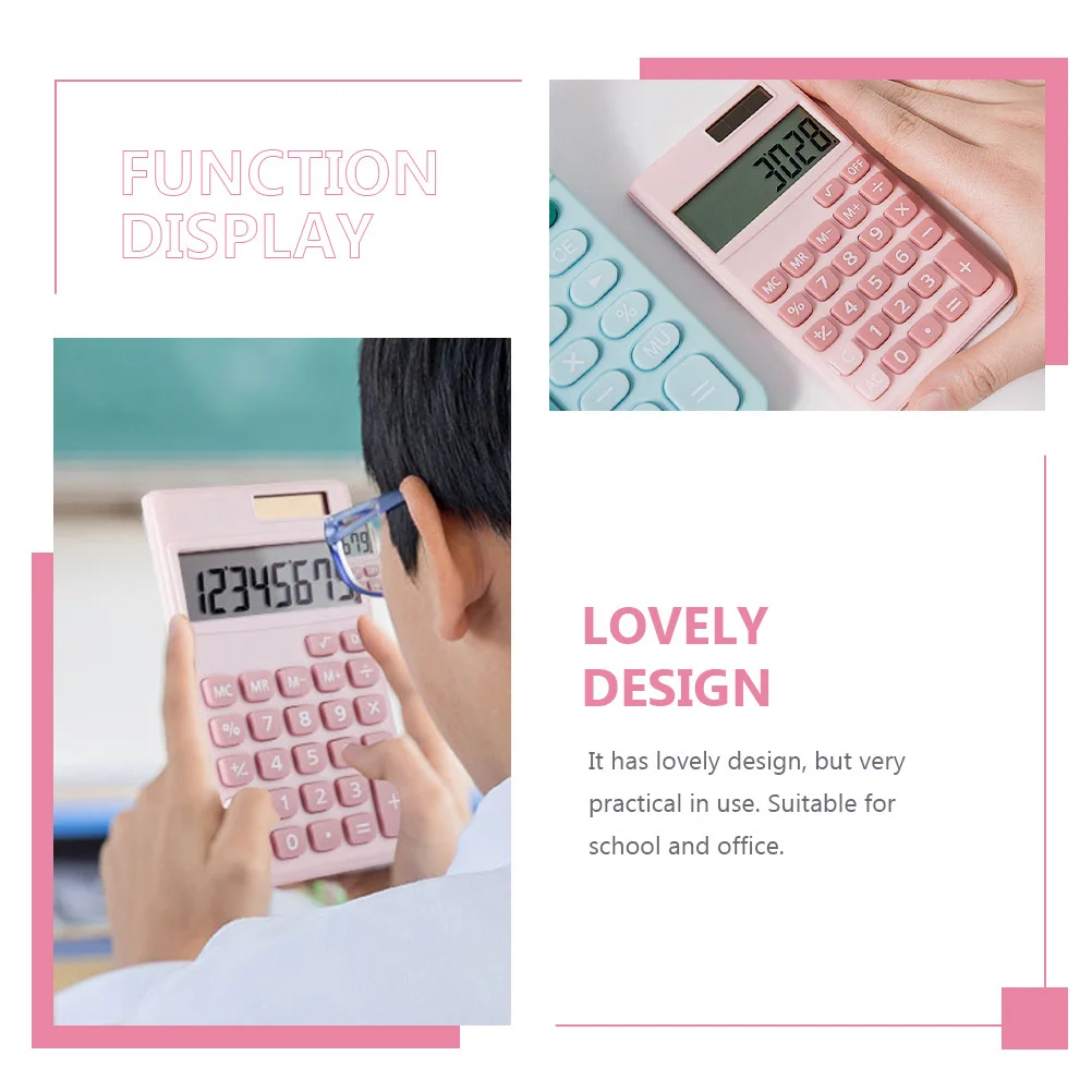 Mini Solar Calculator Portable Lightweight Plastic Desktop Calculator Suitable for Student Office Accounting Working Supply