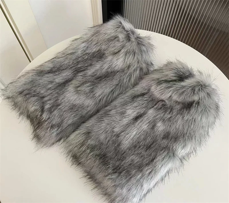 15/20/25/30/40cm Y2K Hiphop Girl Leg Covers Imitation Rabbit Fur Grass Boot Covers Winter Thickened Plush Furry Leg Warmers