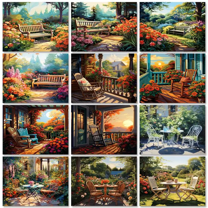 

GATYZTORY DIY Frame Painting By Number Kits Garden Scenery Picture By Numbers Kits 60x75cm DIY Craft Acrylic Paint For Home Deco