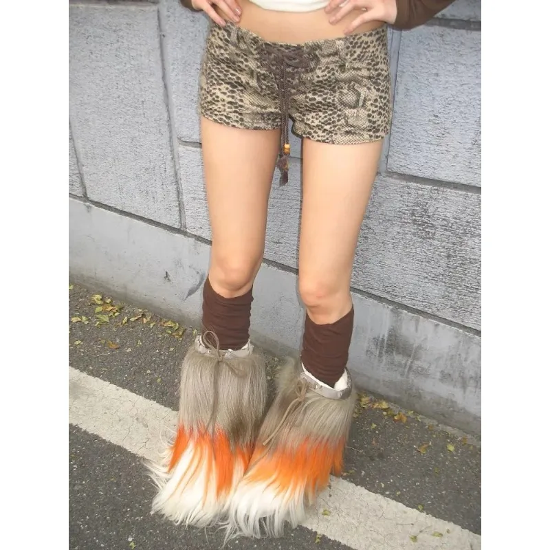 Vintage Leopard Printed Denim Shorts Women Sexy Y2k Low Waist Gyaru Streetwear Summer 2024 Grunge Female Short Jeans
