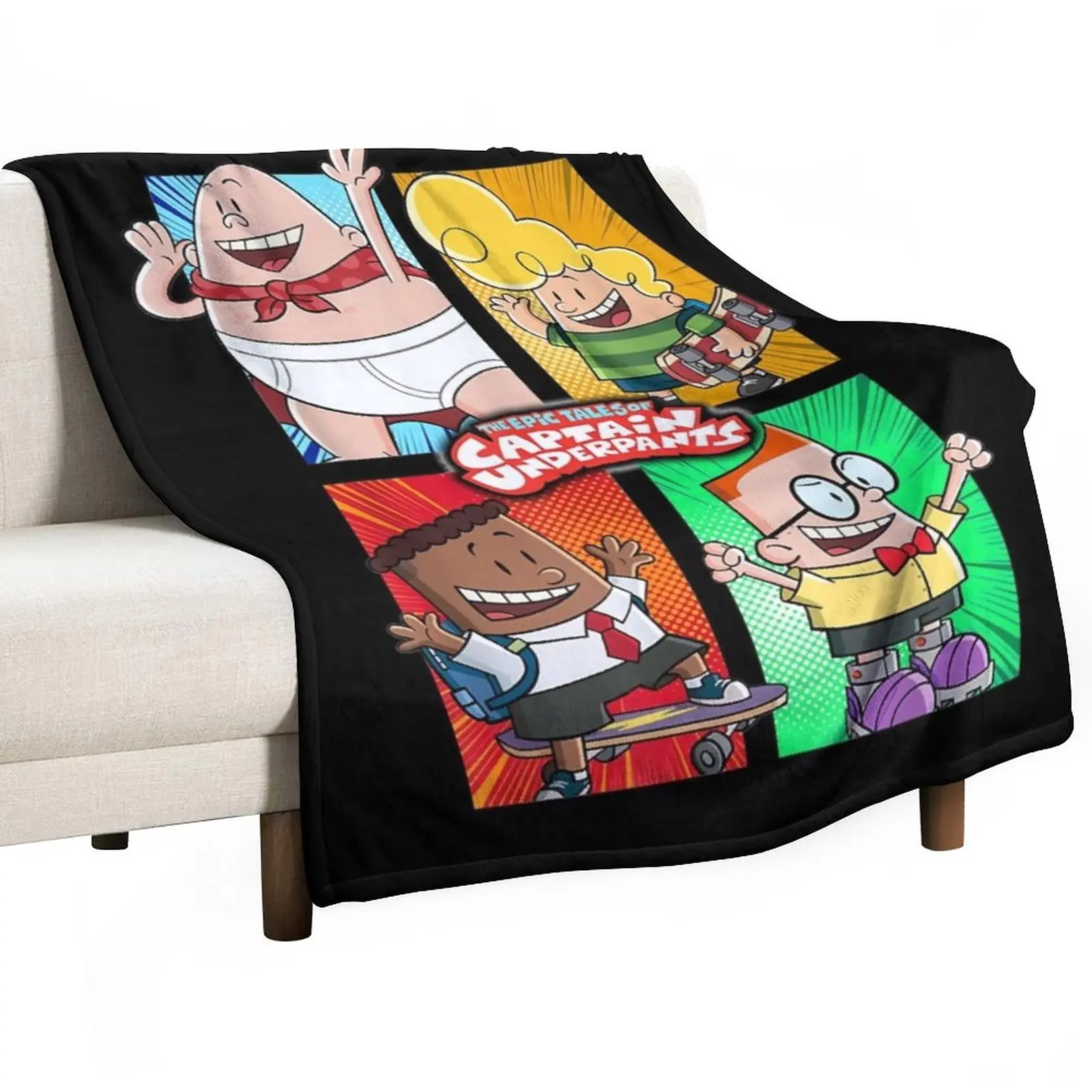 

Birthday Gifts Captain Underpants The First Epic Movie 4 Square Friends Throw Blanket Fluffy Soft Blankets Moving Blanket