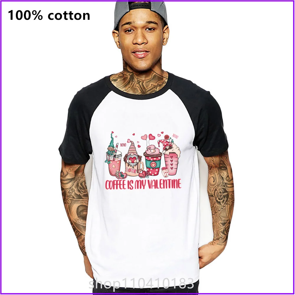 Coffee Is My Happy Valentine'S Day Gift Gnome Cartoon T Shirts For Men'S Women Tshirt T-Shirt Clothing Oversized Manufacturers C