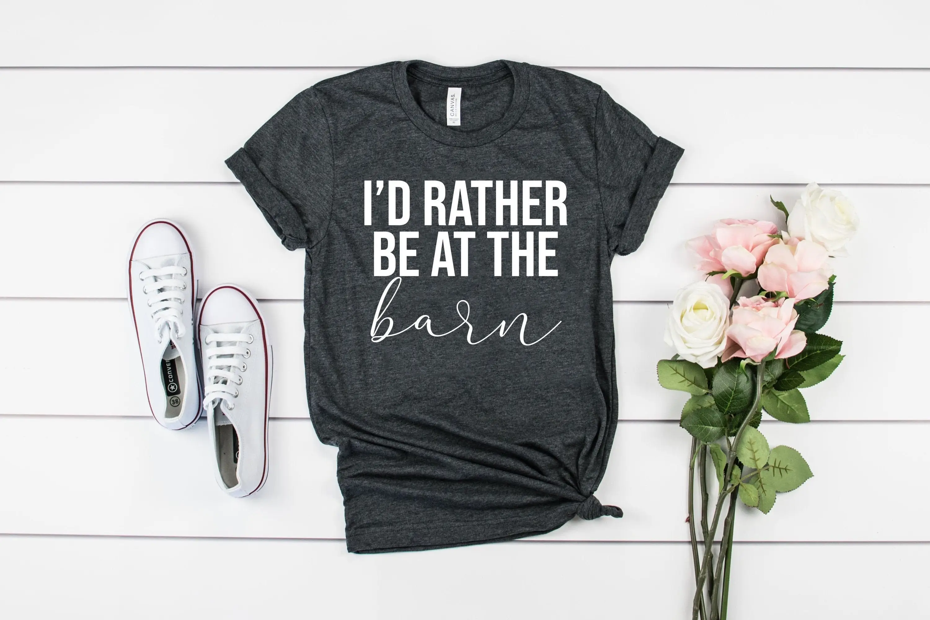 I'd rather be at the barn girl country shirt gift for horse owner trainer farm rescue