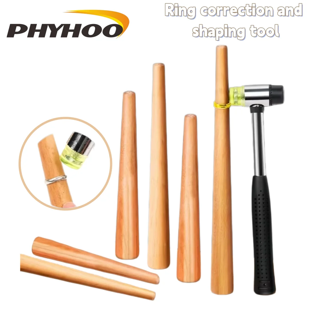PHYHOO Wooden Ring Sizing Mandrel Jewelry Shaping  Correcting Tool Wear Resistant for Ring Resizing Repair Making