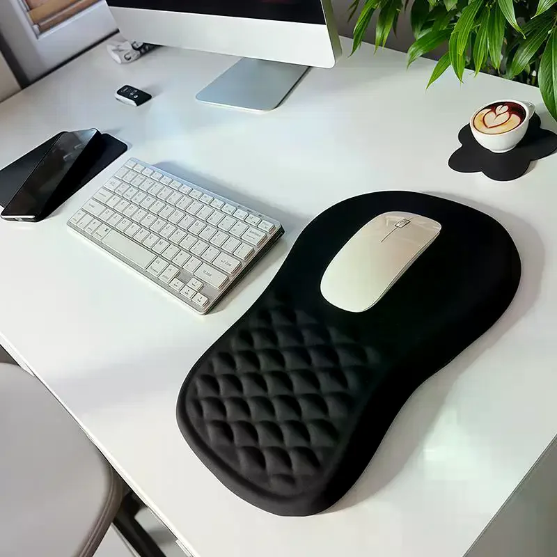 Ergonomic Memory Foam Mouse Pad With Wrist Support And Non Slip Bottom Perfect For Office Work Gaming Long Hour Computer Use