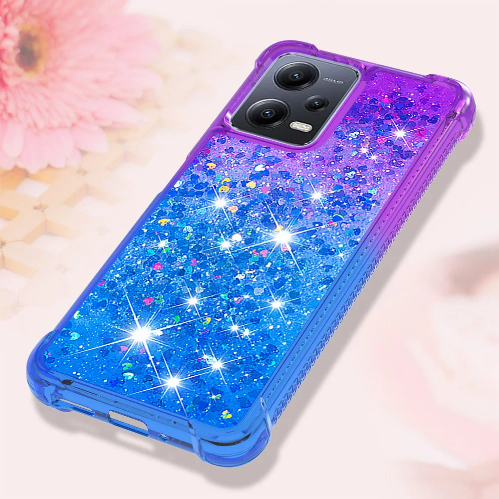 Glitter Phone Case on for Funda Xiaomi Redmi Note 12S 12 Pro Cases Xiomi Bling Shiny Sequin Dynamic Liquid Quicksand Back Cover