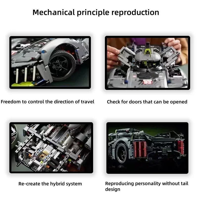 Seria MOC Samochody Sportowe Peugeot 9x8 Le Mans Mechaniczny Model do Składania o Wysokiej Trudności Zabawka dla Chłopca Limitowana Edycja Klocki Konstrukcyjne