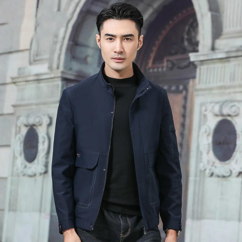 

Spring Autumn New Fashion Classic Mens Jacket Leisure Sports Male Solid Color Casual Coat Stand Collar Windbre Men Clothing