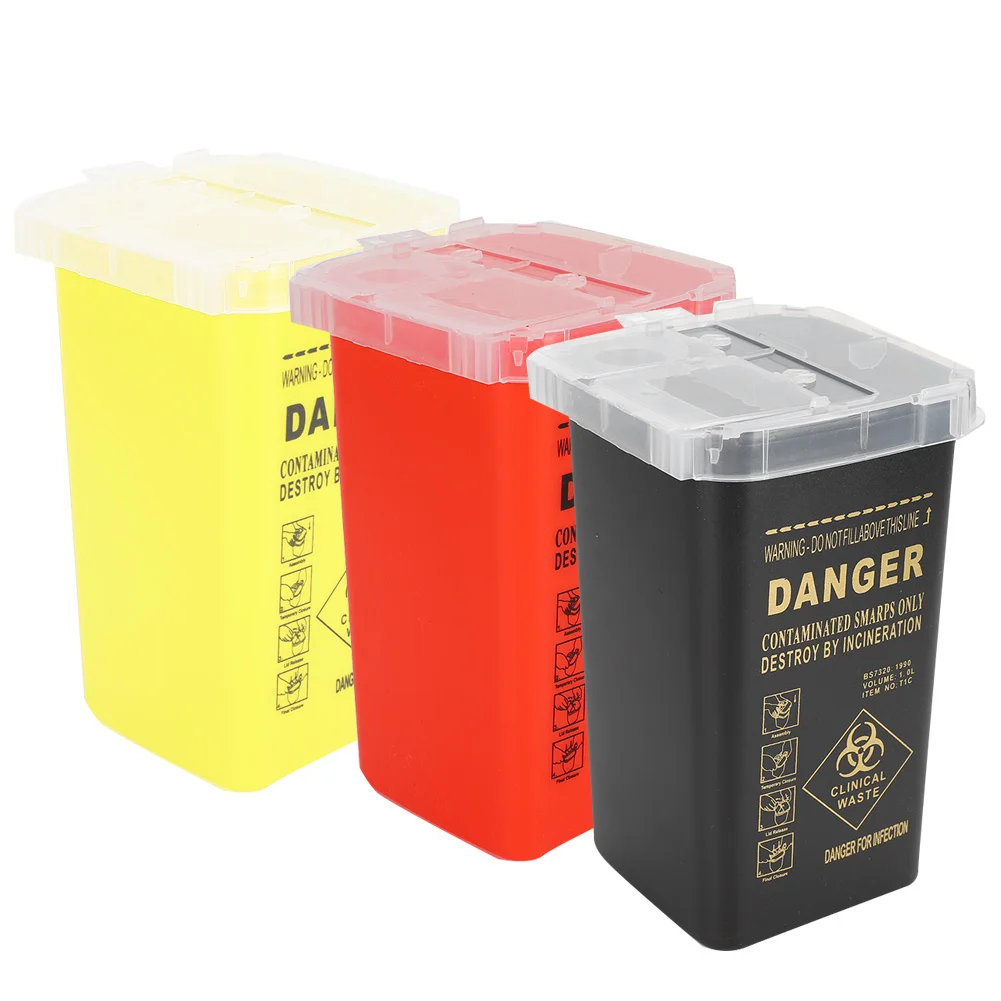 1L Tattoo Medical Plastic Sharps Container Waste Blade Storage Box Waste Sharp Object Collection Needle Disposal Trash Can Box