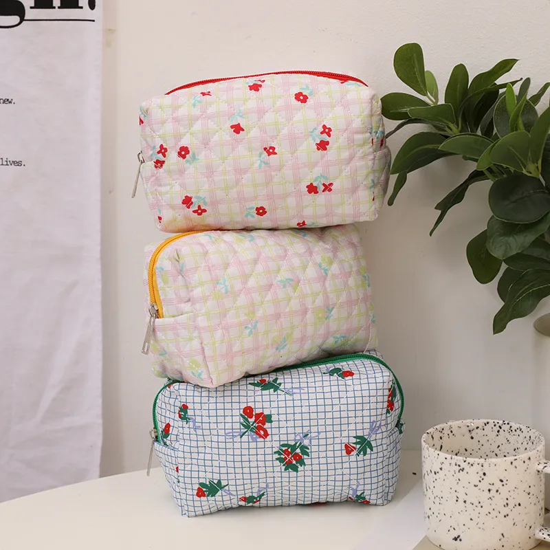 New Cotton Floral Storage Bag Travel Toiletries Organizer Makeup Bags Cosmetic Bag Ladies Portable Clutch Pouch Pencil Case