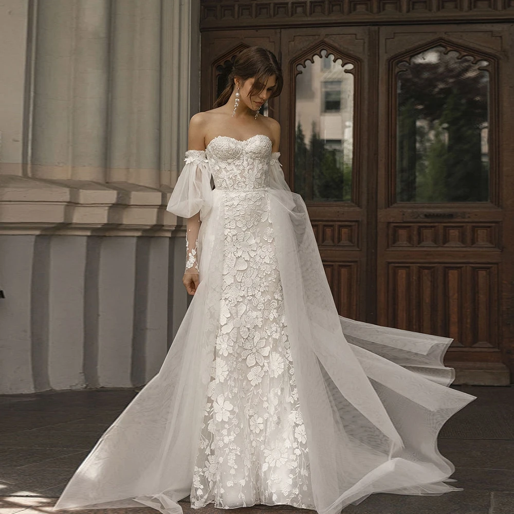 Robes de mariée sirène simples pour femmes, manches longues, hors patients initiés, quoi que ce soit avec des appliques, nouvelle robe éducative d'été 2024