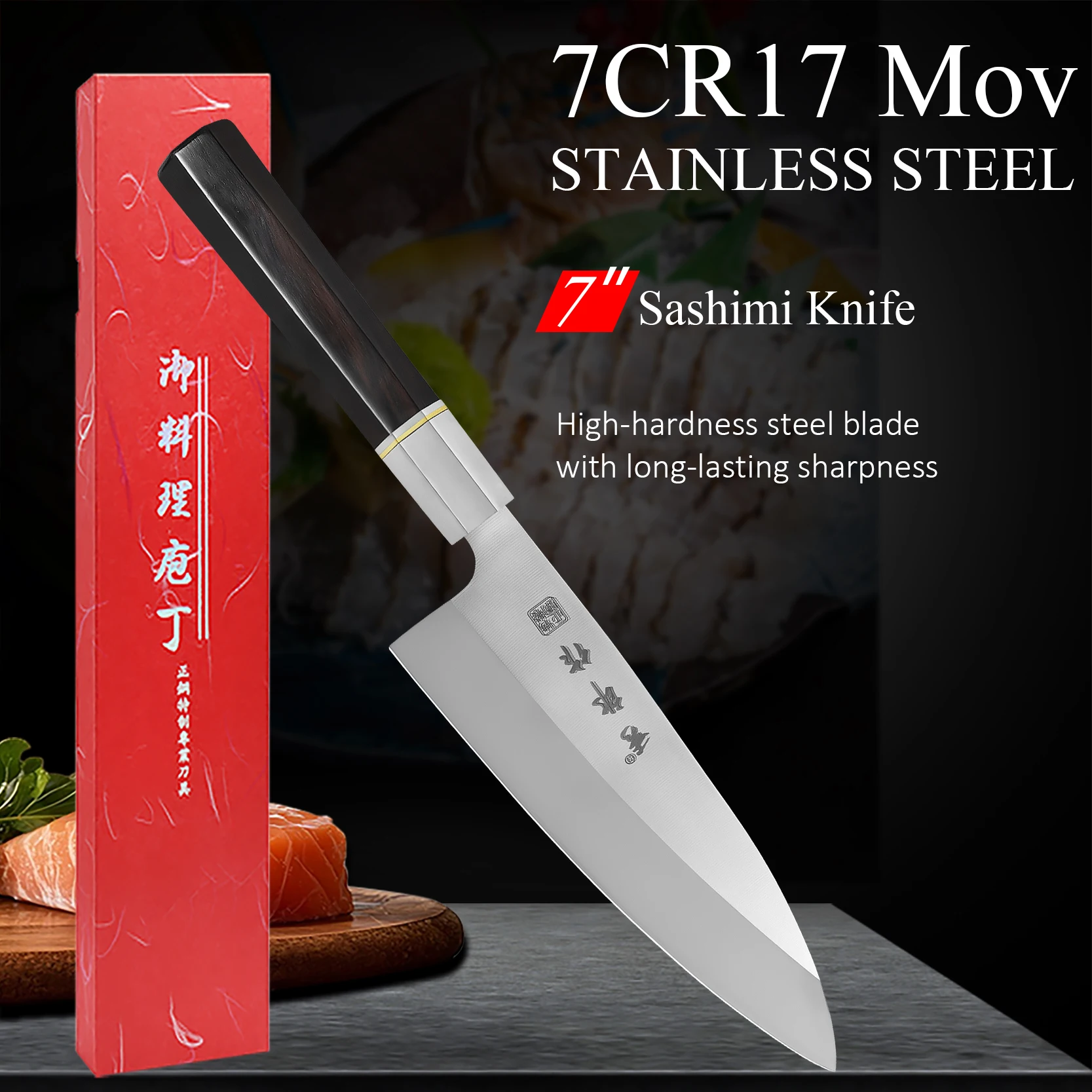 

WXCOO 7inch Japanese Sashimi Knife Kitchen Knives Chef Knives Deba Salmon Sushi Filleting Fish Head Meat Cleaver Kitchen Tools