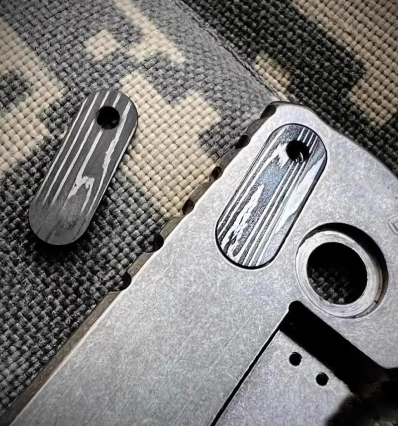 

1 Pc Custom Made DIY Damascus Steel Flow Ripple One Clip Hole Patch for Rick Hinderer XM18 3.5 Knifes Accessories