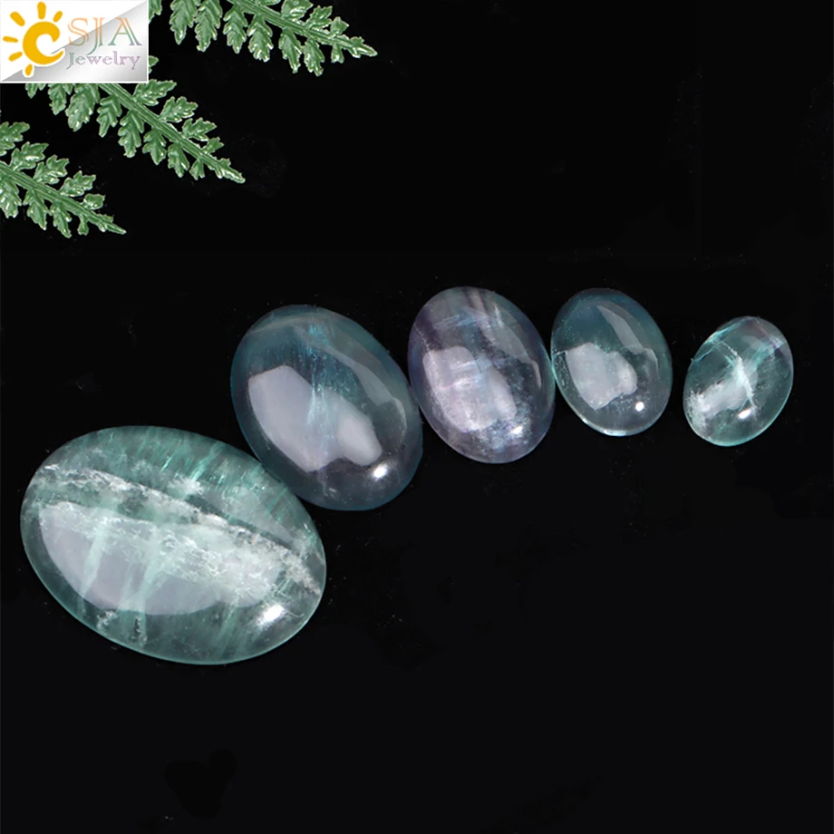 Fluorite Oval Natural Gem Stone Flat Cabochon Crystals Beads Flatbacks Base 18x25mm 30x40mm for DIY Jewelry Making Findings H360