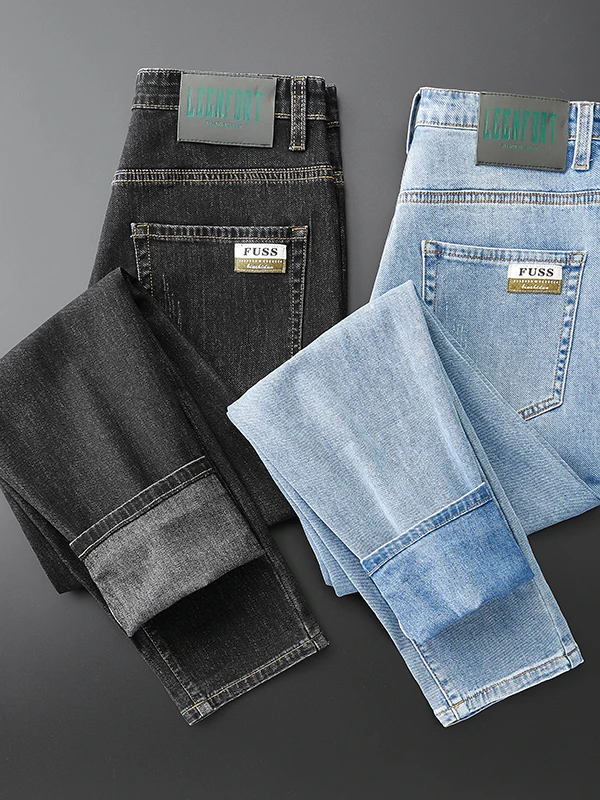 

Men's Slim Fit Straight Leg Jeans Casual Nine-Piece Trendy Spring Autumn Cotton Polyester Blend Wear-Resistant Long Pants