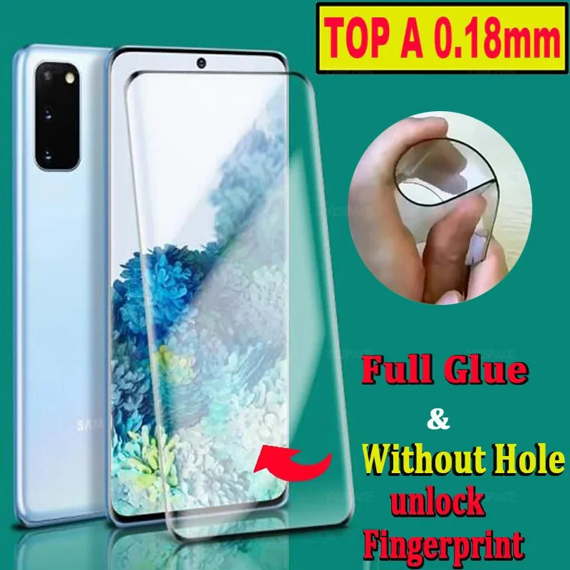 Unlock Fingerprint Full Glue 0.2mm Tempered Glass For Samsung Galaxy S25 S24 S23 S22 S21 S20 Plus Note 20 Ultra Screen Protector