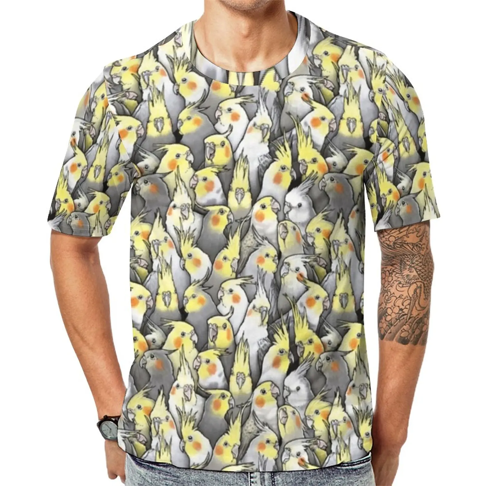 Cockatiels Parrot T-Shirt Bird Meme Print Funny T-Shirts O Neck Fashion Tshirt Summer Man Graphic Clothes Big Size 5XL 6XL