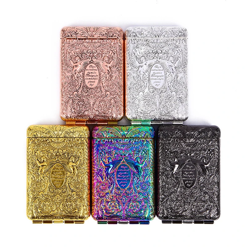urban outfitters cigarette case Retro Hand-carved Metal Cigarette Case for 14 Cigarettes Portable Pocket  Tobacco Case Cigarette Holder Storage Box Smoking Tools