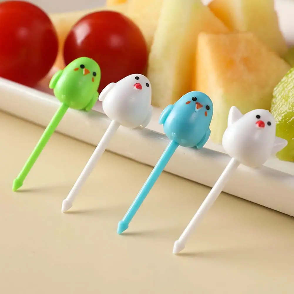 5/6/10Pcs Fruit Fork Reusable Cartoon Cute Chick Turtle Leaves Food Selection Mini Dessert Toothpick Bento Cake Pick Sticks