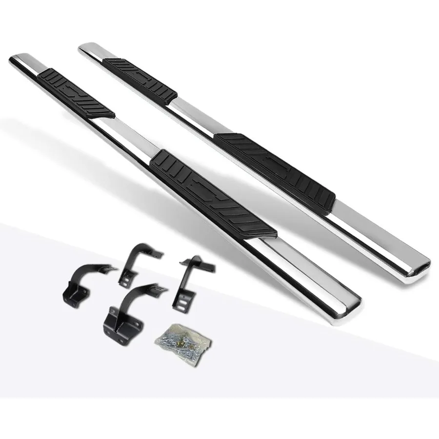 บันไดข้างรถยนต์ทรงรี 2 ชิ้น ขนาด 5 นิ้ว ทำจากโครเมียมสแตนเลส สำหรับรถยนต์ 1522 F150F350 Extended Super Cab ทนทานและมีสไตล์