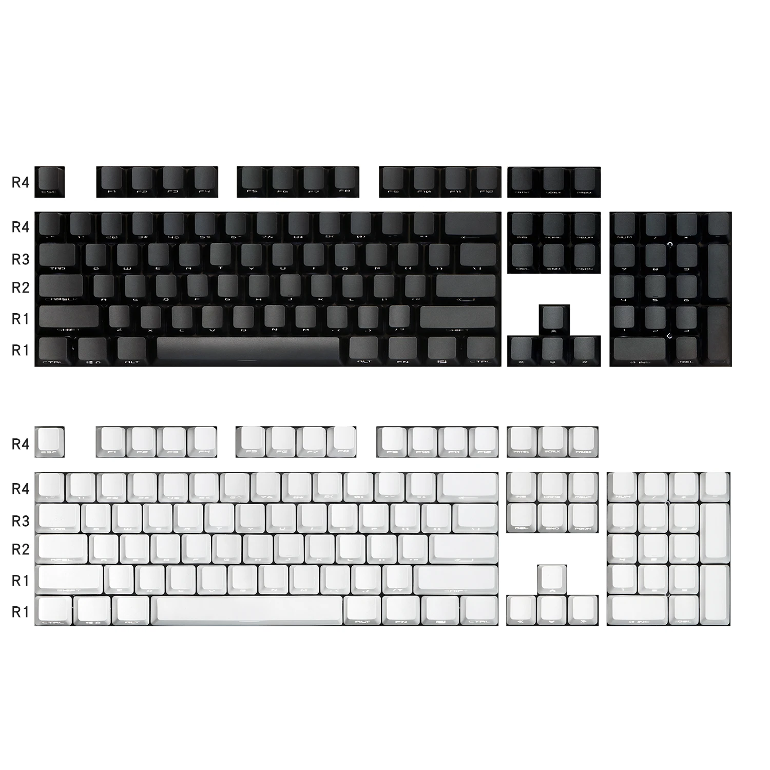 PBT Keycaps OEM Profile Double Shot Side Print Backlight Through 68 87 96 980 100 104 Black White MX 8.0 Mechanical Keyboard