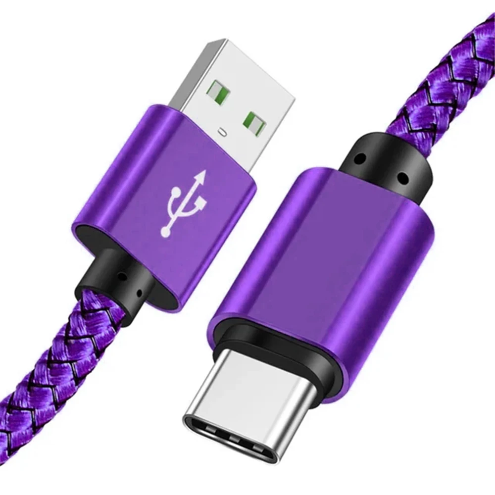 Nylon-Datenkabel, schnelles Ladegerät, USB-A-auf-Typ-C-Ladekabel für Huawei, Samsung, Android-Handys, Typ-C-Ladegerät, 1 m, 2 m, 3 m