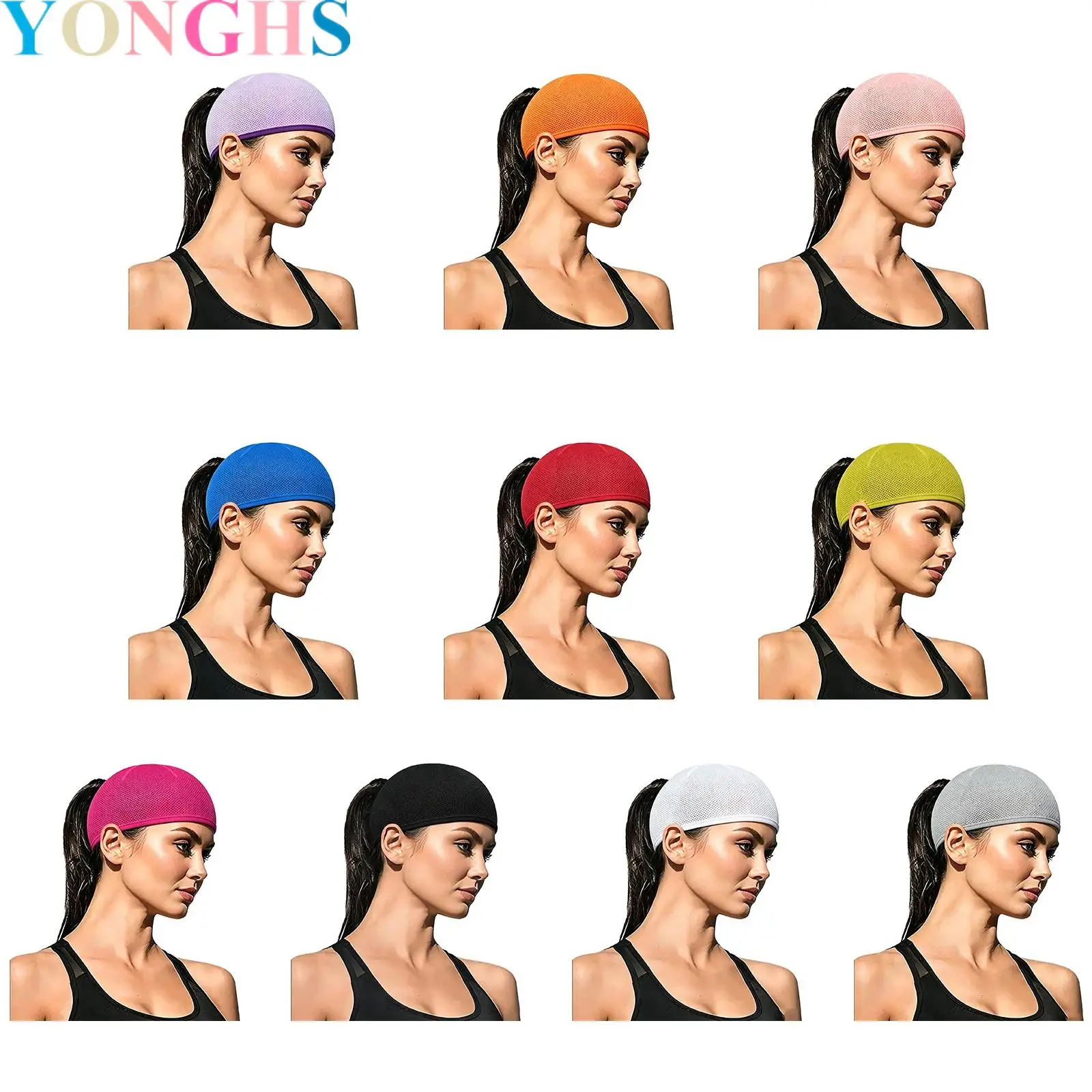 

Women Beanie Hat Skull Cap Sweat-absorbing Lightweight Breathable Quick-dry Ponytail Sports Head Wrap Cycling Running Helmet