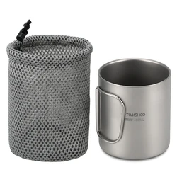TOMSHOO 220/350/450/600ml Double Wall Titanium Water Cup Coffee Tea Mug for Home Office Outdoor Camping Hiking Backpacking