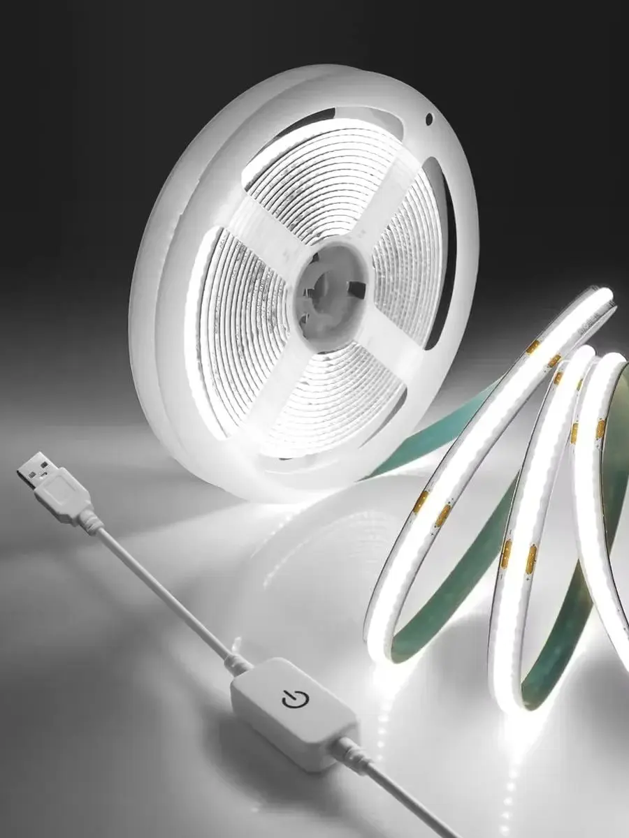 1M-5M USB LED Strip Light 5V 320LEDs/M COB Touch Sensor Dimmable Lamp Tape DIY TV Mirror Backlight Kitchen Room Night Lighting