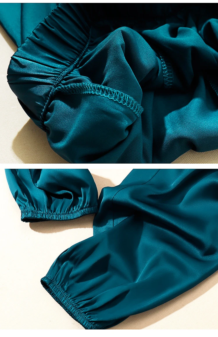 Summer Cool Ice Acetate Silk Bloomers Pants for Women & Men Loose Satin Knickerbockers Green Satin Pants for 150-169cm Tall