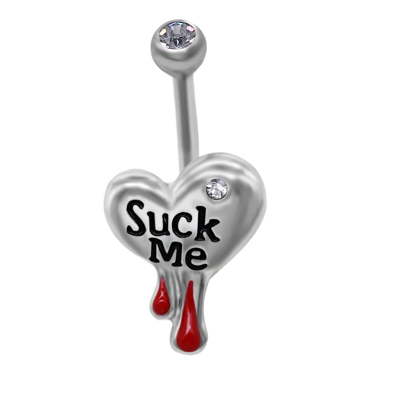 حلقات زر بطن فاسق قوطي للنساء والفتيات ، ثقب السرة ، مجوهرات الجسم ، هدايا الموضة ، قلب ، رسالة ، مثير